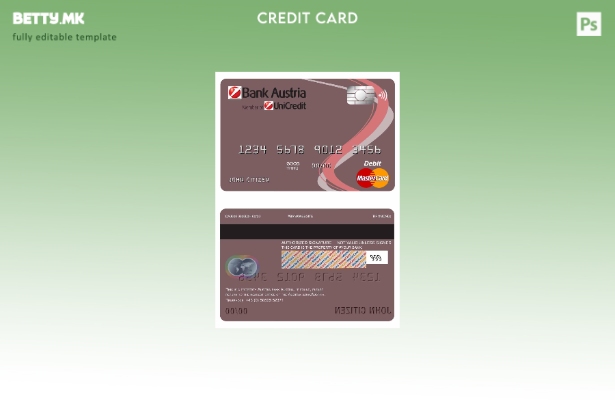 Модерен стил, шаблон за мастеркард за дебитна картичка на Austria Bank Austria